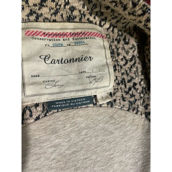 Anthropologie Cartonnier Rowan Leopard Jacket Size S Trench Coat Shimmer Sparkle - Picture 5 of 16